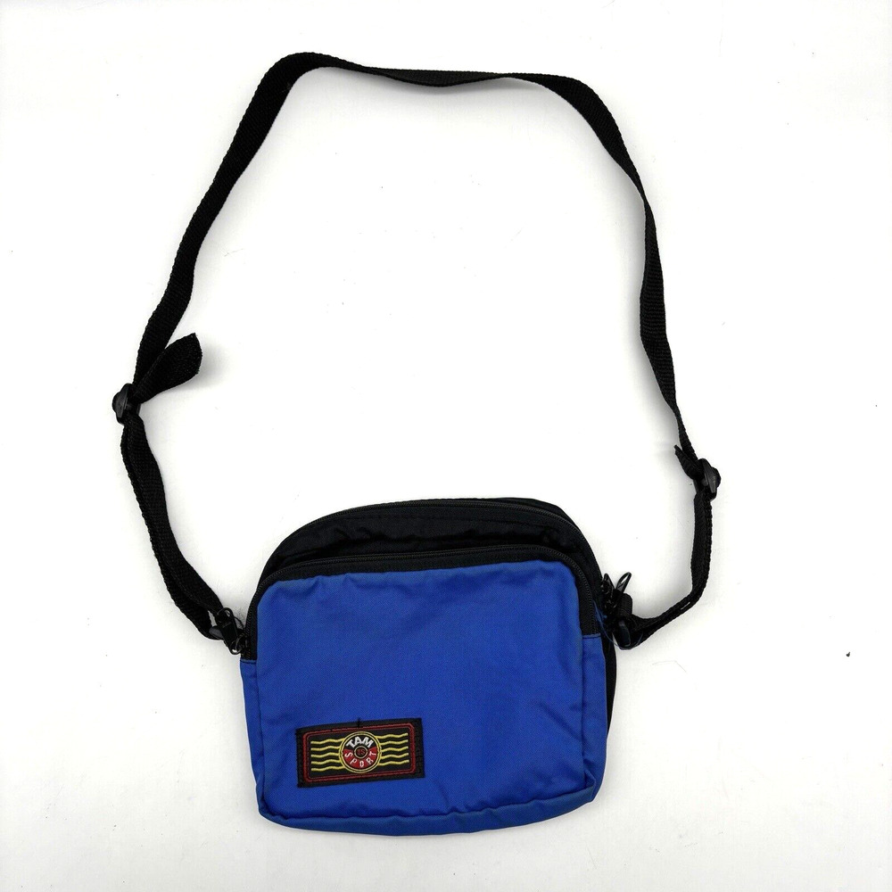 Vintage 80s Tam Sport Blue Nylon Zip Around Crossbody Belt Bag USA Made 7x7.5"